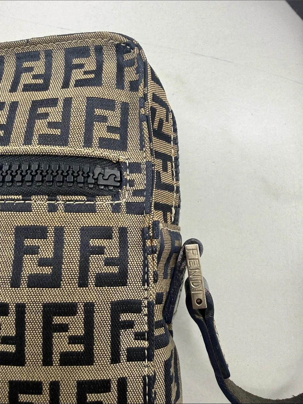Fendi Brown and Black FF Logo Messenger Pouch